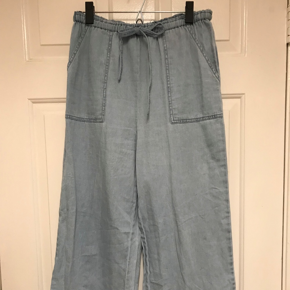 Wide leg chambray pants